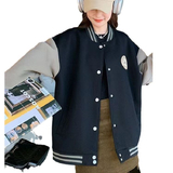 秋2025美式慵懒学院风棒球服外套撞色宽松休闲夹克102B-JK873P75，男装夹克，星座102B