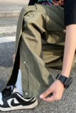 2024秋水洗棉贴袋工装休闲排扣裤宽松纽扣长裤男女102B-K165P58，男装休闲裤，星座102B