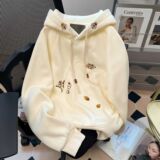 加厚刺绣连帽卫衣秋冬慵懒风可爱外套上衣102B-W2760P55加绒65，女装短外套，星座102B