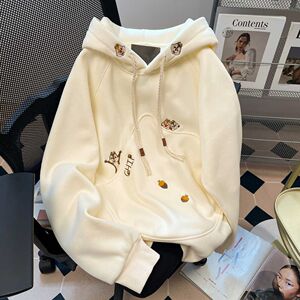 加厚刺绣连帽卫衣秋冬慵懒风可爱外套上衣102B-W2760P55加绒65图片