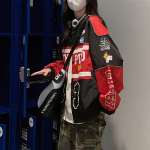 秋2025美式潮牌炸街机车风夹克外套男女休闲上衣潮102B-JK8054P78图片