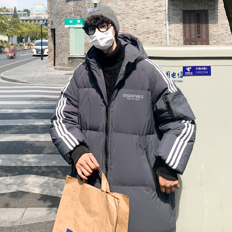 加厚三杠ESS连帽中长款宽松羽绒服男女潮牌羽绒衣102B-Y3162P165,男装羽绒服,星座102B