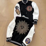 加厚防水秋冬美式复古高街徽章棒球服夹克外套男女102B-JK8353P88，男装夹克，星座102B