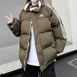 韩式简约棉服拼色三杠条纹加厚情侣面包服棉衣外套102B-M3502P118，男装棉衣，星座102B-2
