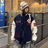 美式复古字母刺绣拼接棒球服潮流百搭学生夹克外套102B-JK885P78，男装夹克，星座102B