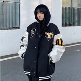 加厚棉款美式街头潮牌宽松星星印花棒球服外套男女102B-JK8125P88，女装短外套，星座102B