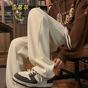 秋2025筷子条料坠感卫裤男秋冬季直筒雪尼尔阔腿裤102B-K1371P48