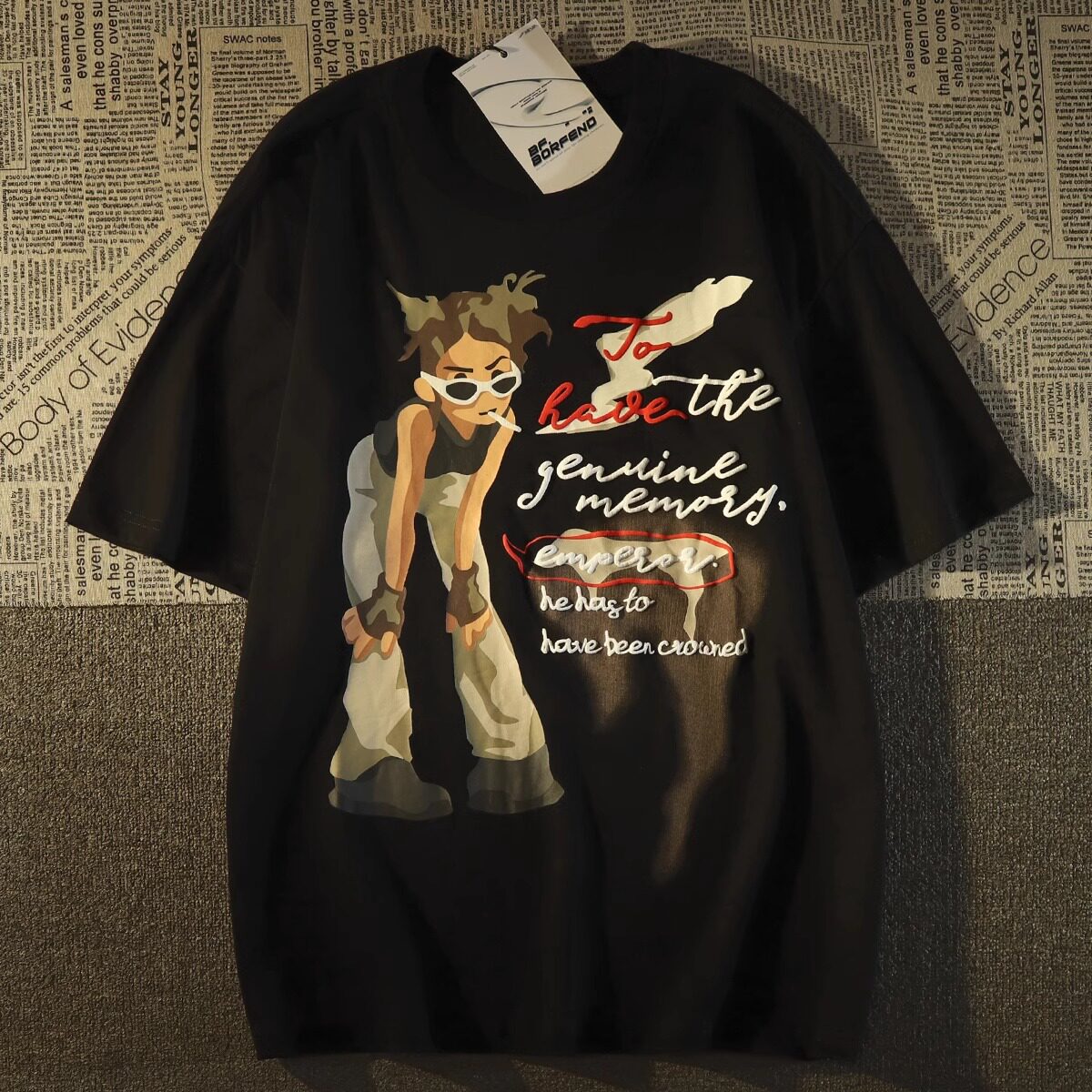 美式高街hiphop潮牌卡通短袖t恤街头半袖宽松上衣102B-T7642P30,男装T恤,星座102B