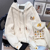 秋2025加绒连帽开衫卫衣刺绣拉链外套情侣款102B-W2762P55加绒65，女装短外套，星座102B
