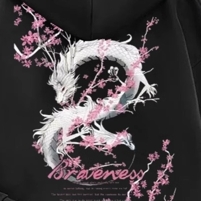 秋25潮牌樱花印花连帽卫衣风情侣外套102B-W2858P50加绒60,女装短外套,星座102B