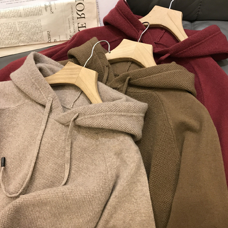 6%羊毛连帽带帽针织衫毛衣华夫格宽松休闲百搭上衣男102B-M319P58,男装针织衫/毛衣,星座102B