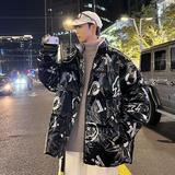 冬羽绒服男加厚恶魔涂鸦胶印潮外套情侣羽绒衣外套102B-Y4982P155，男装羽绒服，星座102B