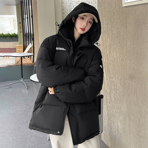 加厚潮字母印花连帽工装情侣款宽松拼接羽绒服男女102B-Y5920P185图片