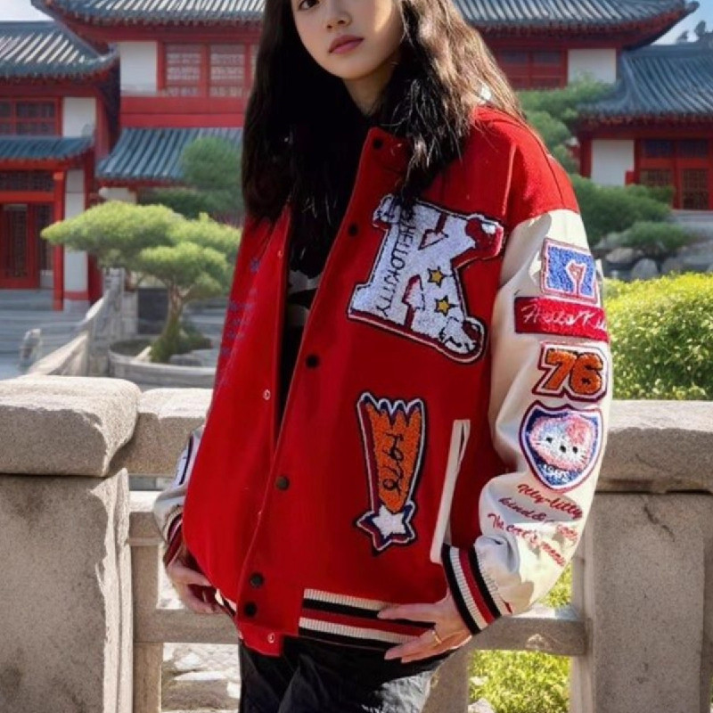 秋2025植绒毛巾绣棒球服外套男女夹克痞帅高街潮流102B-JK8066P98,男装夹克,星座102B