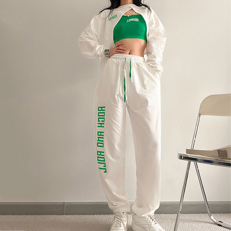 美式白色高街束脚裤印花hiphop爵士舞休闲运动裤男女102B-K802P40,男装休闲裤,星座102B