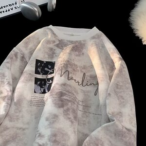 秋25扎染脏脏卫衣嘻哈痞帅重磅上衣古着外套102B-W8112P48加绒58图片