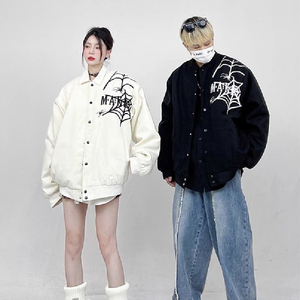 秋2025高街潮牌刺绣夹克棒球服外套宽松情侣两件套102B-JK874P78图片