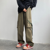 2023水洗棉工装裤男宽松抽绳运动裤ins阔腿休闲裤子102B-K288P68，男装休闲裤，星座102B