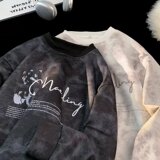 秋25扎染脏脏卫衣嘻哈痞帅重磅上衣古着外套102B-W8112P48加绒58，女装短外套，星座102B