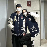 秋2025情侣PU皮袖龙凤尼毛巾绣双层棒球服夹克潮牌102B-JK829P75，男装夹克，星座102B