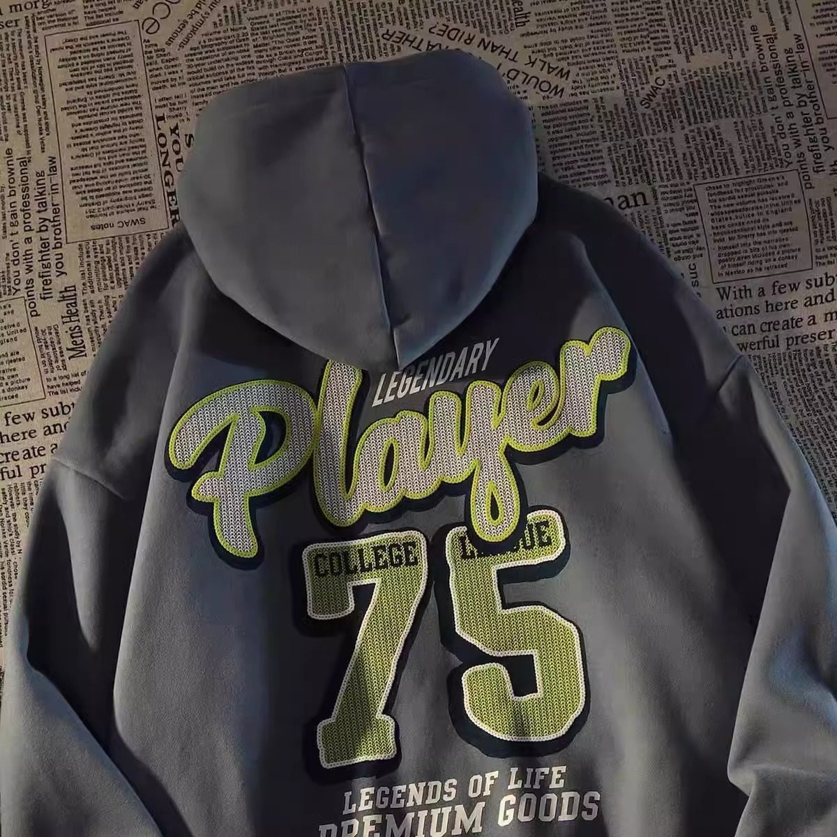 美式潮街头风数字印花连帽卫衣男女秋冬加绒102B-W2055P48加绒58，男装卫衣，星座102B