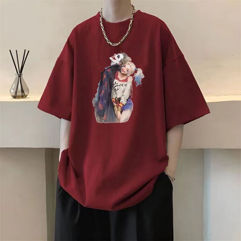 纯棉淘抖质量高街男女夏小丑印花潮ins情侣短袖t恤102B-T2225P30,男装T恤,星座102B