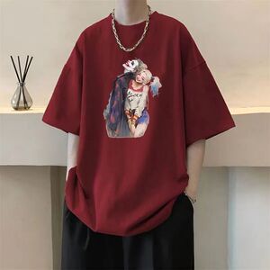 纯棉淘抖质量高街男女夏小丑印花潮ins情侣短袖t恤102B-T2225P30图片