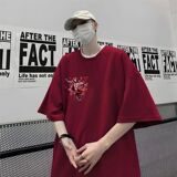 纯棉美式嘻哈红西装小丑潮牌短袖t恤男女夏高街T恤102B-T2089P30，男装T恤，星座102B