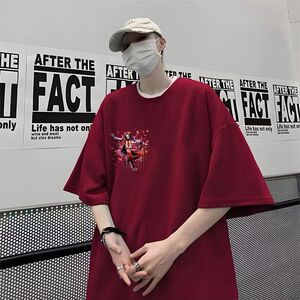 纯棉美式嘻哈红西装小丑潮牌短袖t恤男女夏高街T恤102B-T2089P30图片