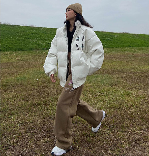 美式街头刺绣字母PU皮棉服宽松潮流加厚面包服棉衣102B-M3018P105,男装棉衣,星座102B