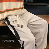 灯芯绒条纹高街裤秋潮牌复古运动裤宽松直筒休闲裤102B-K4245P50，女装休闲裤，星座102B