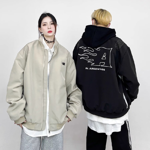 秋2025美式高街字母火焰飞行服夹克男女潮宽松外套102B-jk8012P88,男装夹克,星座102B