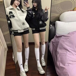 秋25美式复古棒球服外套刺绣情侣夹克宽松拼接上衣102B-JK8839P75图片