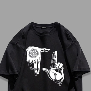 纯棉精梳个性街头hiphop潮牌手势短袖t恤男女夏T恤102B-T816P30
