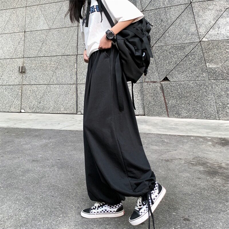 2024秋ins复古街头灯笼裤阔腿抽绳宽松束脚裤男女102B-K353P40图片