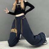 2024秋运动风裤脚抽绳束腿休闲裤男女运动裤字母潮102B-K9062P48，男装休闲裤，星座102B