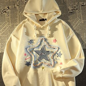 2025秋华棉复合双帽后包领星星刺绣连帽套头卫衣102B-W2703P55