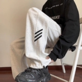 侧边拼接三条杠休闲长裤女秋冬厚学生韩版运动直筒裤102B-K828P40，男装休闲裤，星座102B