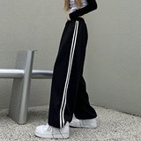 2024秋运动风条杠抽绳束腿休闲裤男女运动裤宽松潮102B-K222P50，男装休闲裤，星座102B
