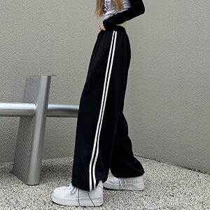 2024秋运动风条杠抽绳束腿休闲裤男女运动裤宽松潮102B-K222P50图片