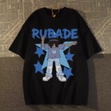 紧密220克复古街头hiphop趣味脏辫星星短袖男女宽松102B-T7276P30，男装T恤，星座102B