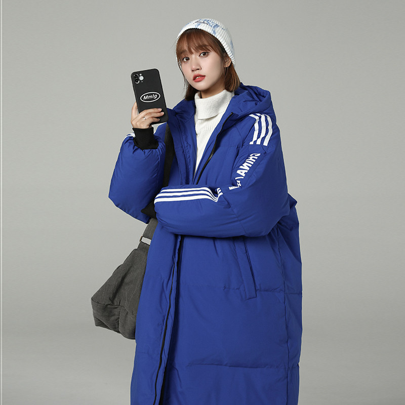 加厚潮袖子三杠连帽中长情侣款宽松保暖羽绒服男女102B-Y5062P155,男装羽绒服,星座102B