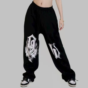 秋25外贸欧美跨境高腰抽绳宽松辣妹风跳舞运动裤男女102B-K781P45图片