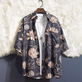 四面弹印花港风花衬衫男女长袖宽松表演复古花衬衣102B-C2303P35，男装衬衫，星座102B