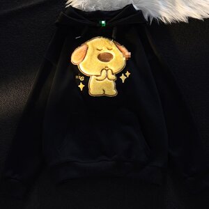2023后包领双层帽华棉复合秋款卫衣男女卡通狗植绒102B-W6756P48图片