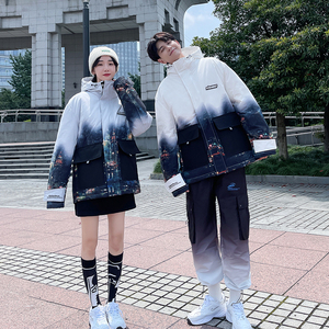 特90羽绒服男女连帽渐变星空加厚情侣羽绒衣102B-Y8099P185送公仔图片