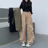 水洗全棉工装裤男女宽松抽绳运动裤ins阔腿休闲裤子102B-K288P68，男装休闲裤，星座102B