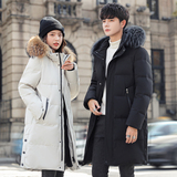 羽绒服情侣中长款冬装大毛领加厚斜口袋男女白鸭绒102B-Y3209P235，男装羽绒服，星座102B