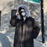 冬款帅气连帽车明线情侣中长款宽松羽绒服男102B-Y8868P175，男装羽绒服，星座102B