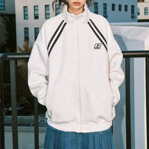 潮字母刺绣拉链立领外套男宽松开衫运动休闲夹克102B-JK154P75